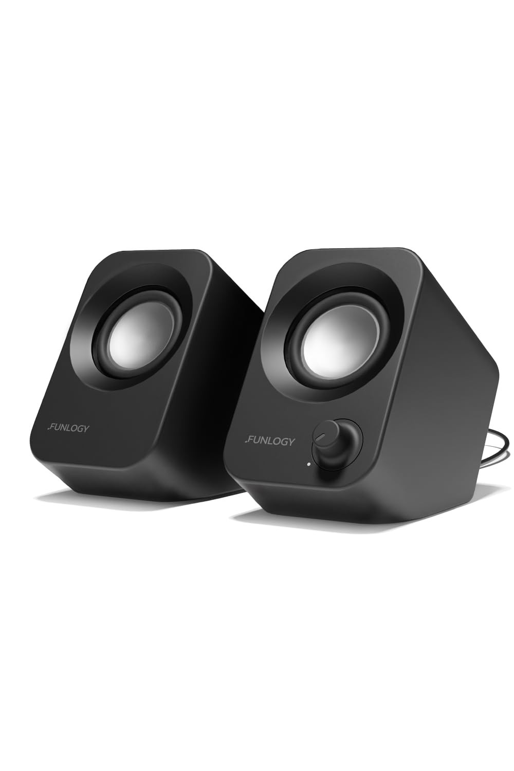 14W Stereo USB Powered Speakers - Compact 30° Tilt, Volume Control for PC, Lapto