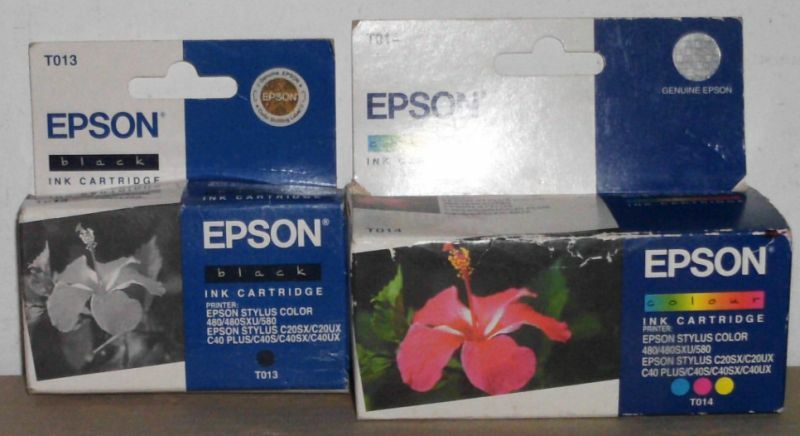 Epson T013 + T014 Ink Black Color Stylus Color 480 580 C20 C40 S UX SX Plus K