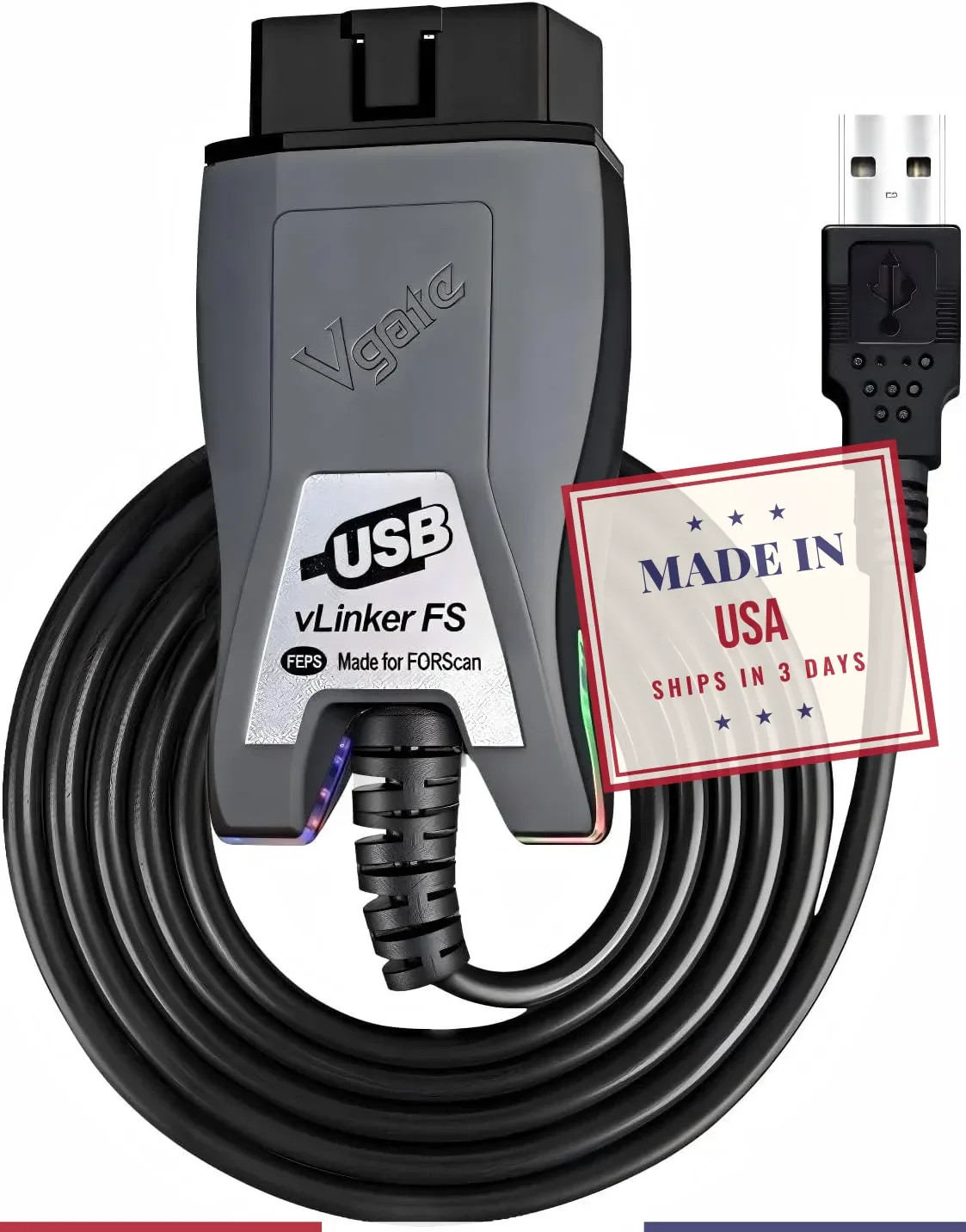 Vgate vLinker FS OBD2 USB Adapter for FORScan HS/MS-CAN, Auto Switch