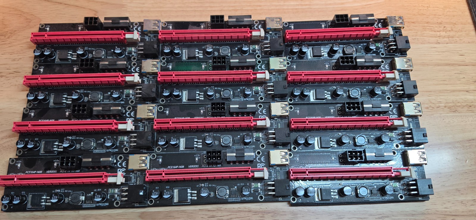 Lot of 22x PCI-E 1x to PCI-E 16X Riser Adapters