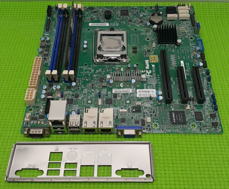 Supermicro X10SLM+-F Server Motherboard W/ i3-4170 + 4gb + I/O