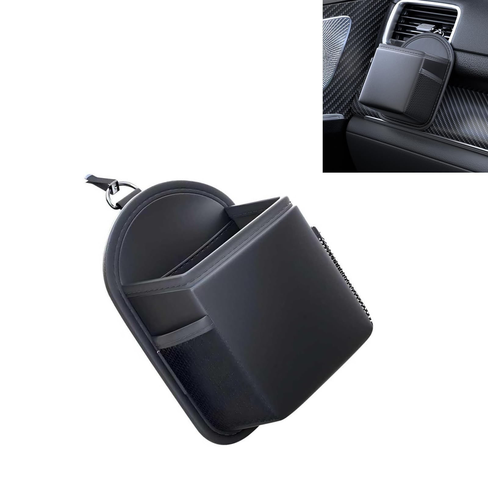 Car Vent Storage Bag, Napa Leather Vent Organizer Pouch, Large Capacity Car C...