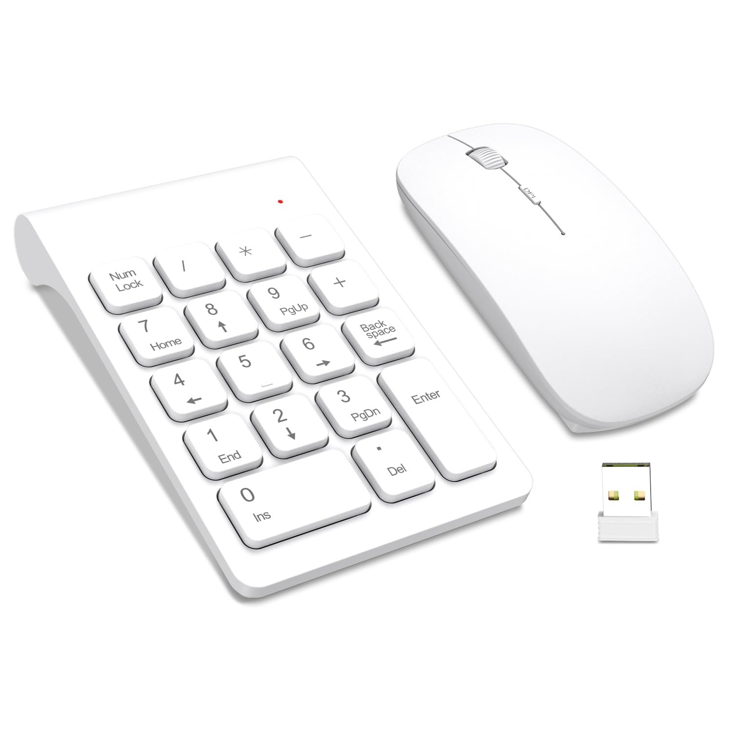 Mini Wireless Numeric Keypad 18 Keys Portable White