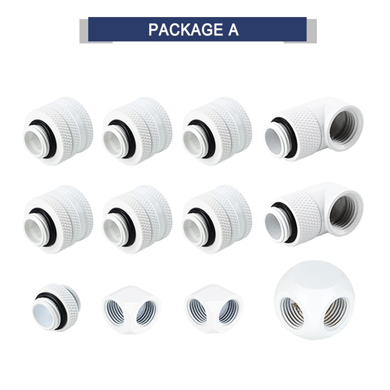 Water Cooling Connector Kit PETG Hard Tube White G1/4 Thread Copper DIY Fittings