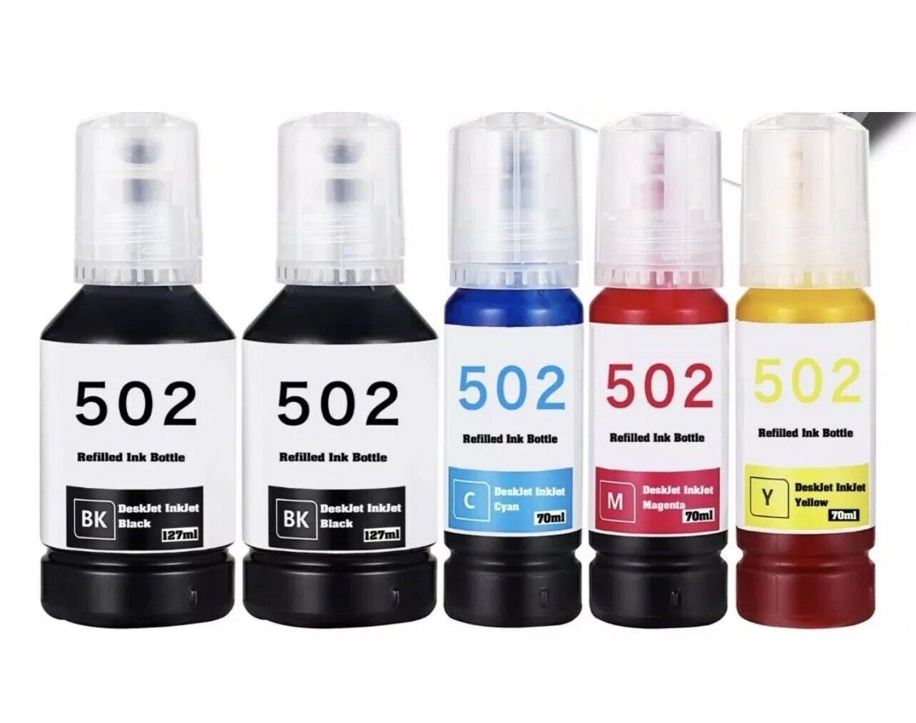 5PK Refill Ink Bottles for Epson EcoTank 502 ET-4760 ET-2760 ET-2750 ET-3760 NEW