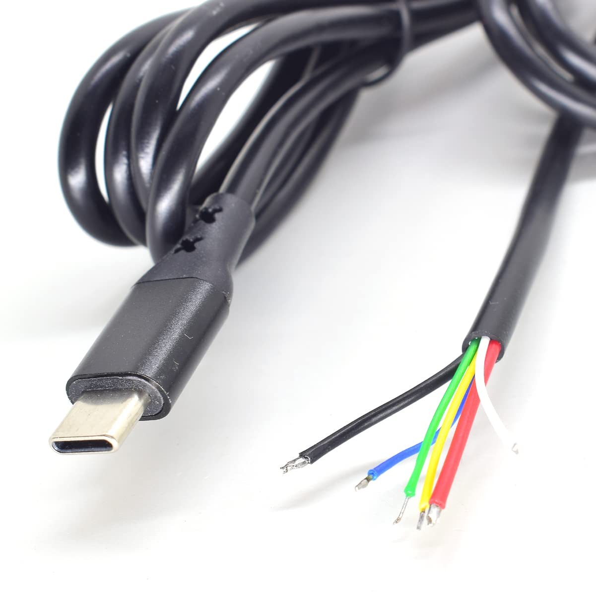 ELNONE USB C Pigtail Cable, Type-C 4ft 1.2meter 5A 20AWG 6 Blue,Green,White 