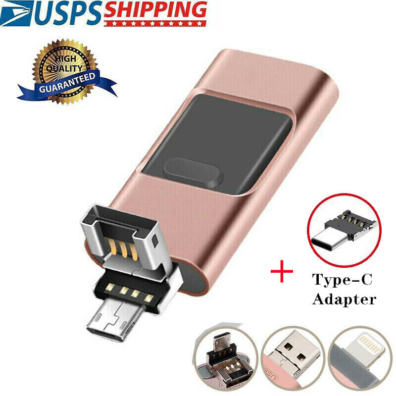 2TB 256GB 1T 4IN1USB 3.0 + Type C Flash Drive Memory Stick For iPhone Android PC