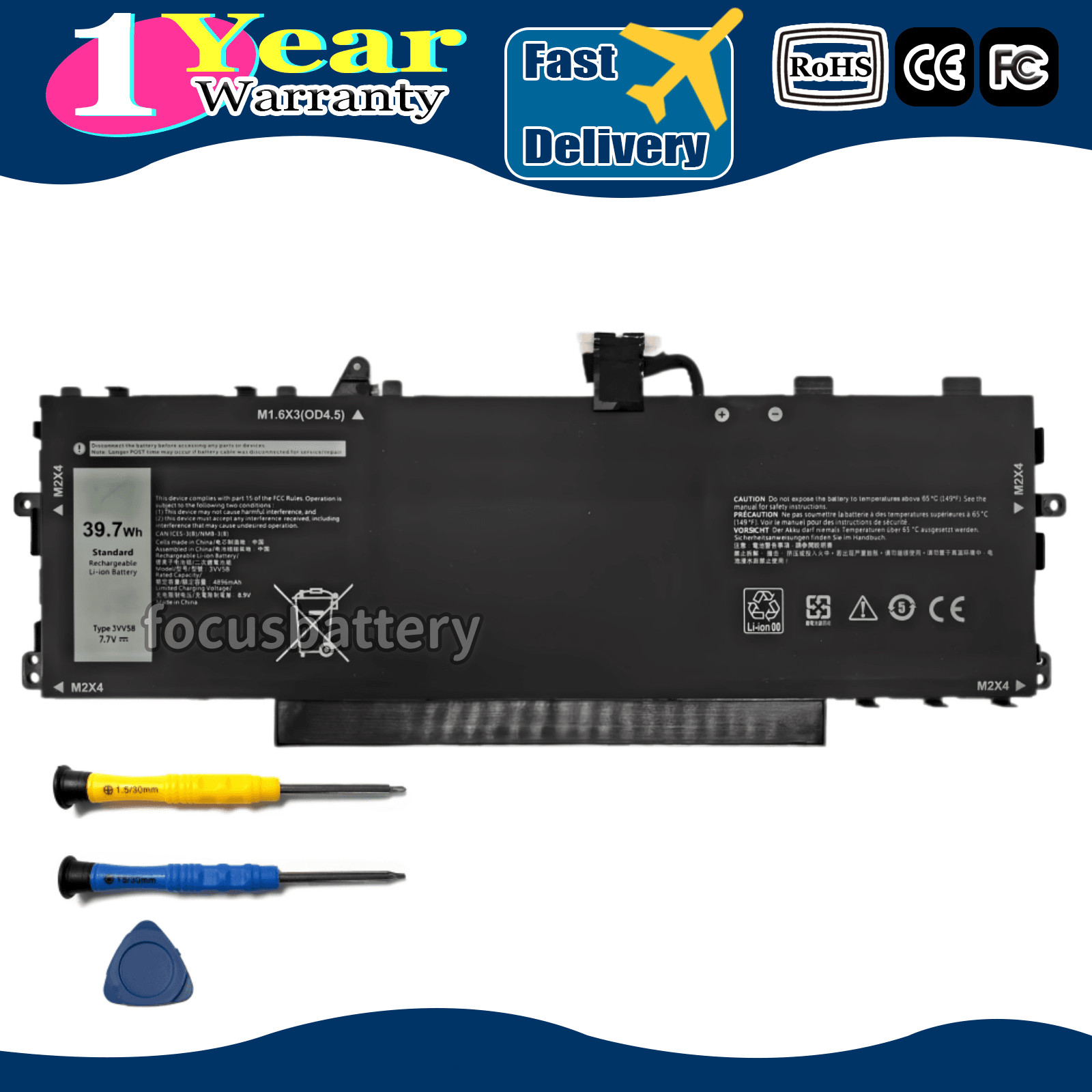 New 3VV58 39.7Wh 7.7V Battery For Dell Latitude 9420 9430 Laptop 0JJ4XT GHJC5