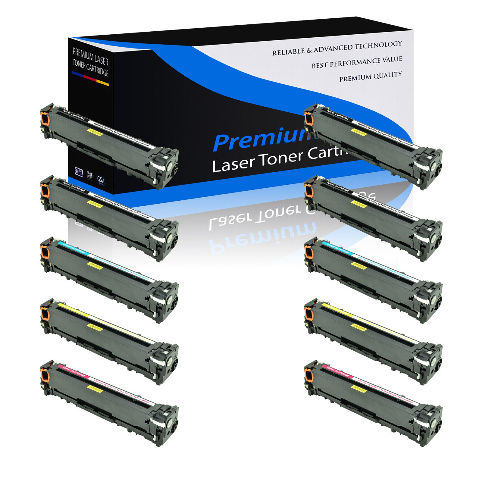 10PK BK/C/Y/M CE320A -CE323A 128A Toner For HP LaserJet Pro CM1415FNW CP1525NW