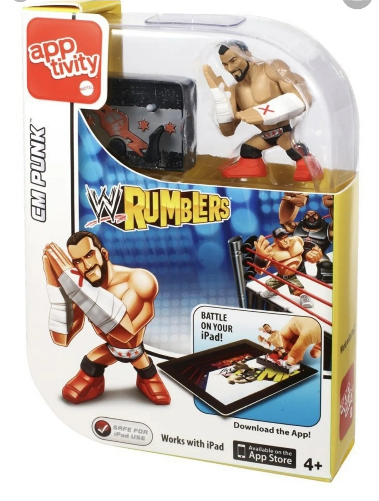 2012 WWE WWF Mattel CM Punk Rumblers Apptivity Wrestling Figure MIP IPAD App ROH