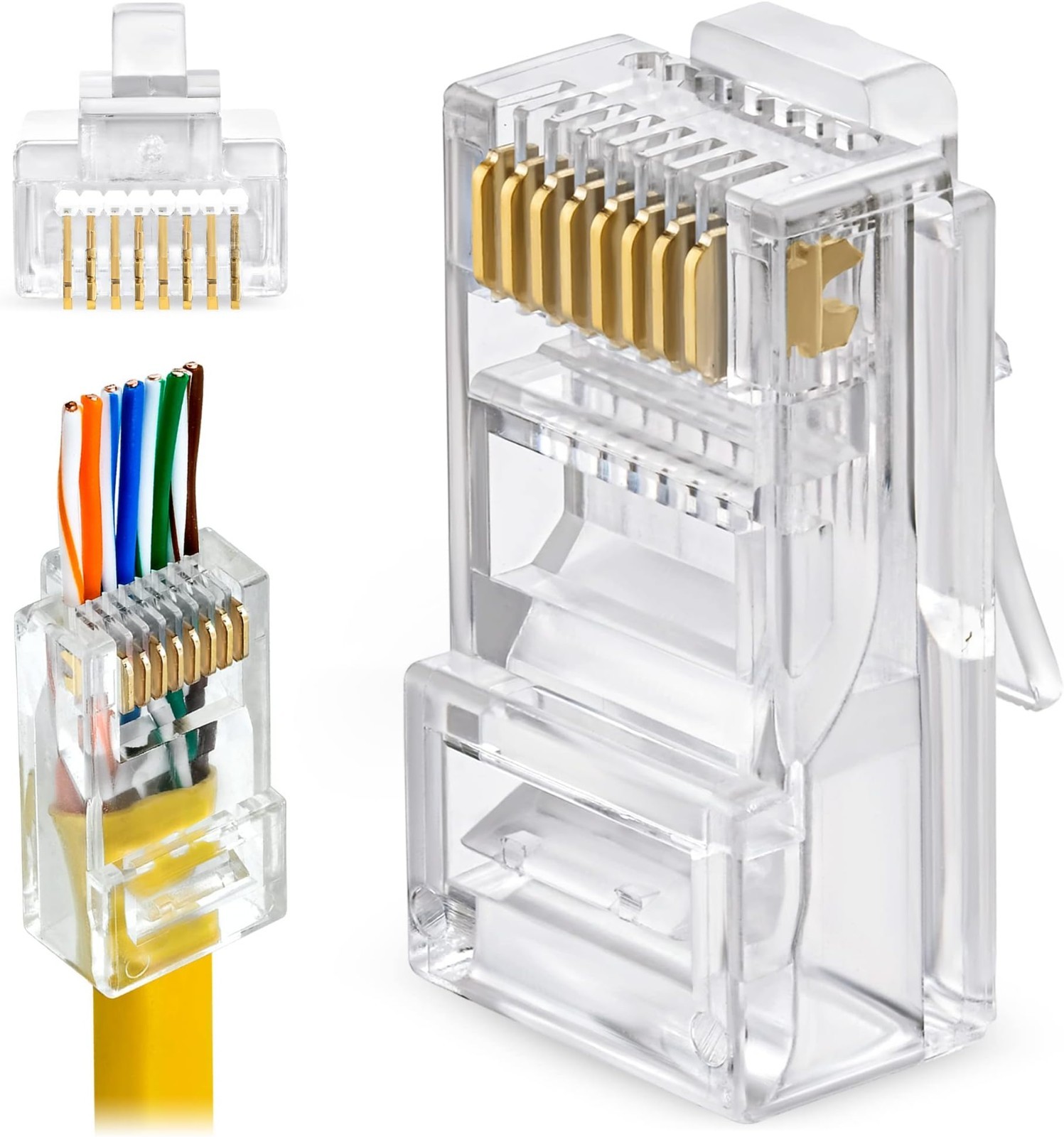 Cable Creation CL0202 100 Pack Cat 6a UTP Connector Gold Plated Contacts