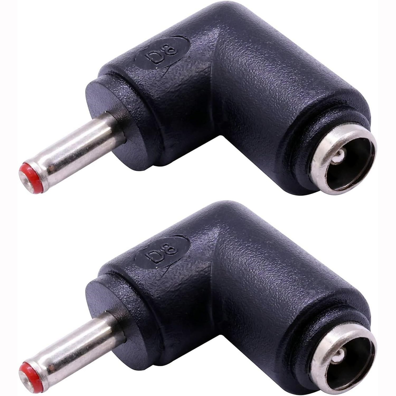 2Pcs DC Power Connector Adapter 90 Degree Angle 3.5mm x 1.35mm Male Plug to 5...