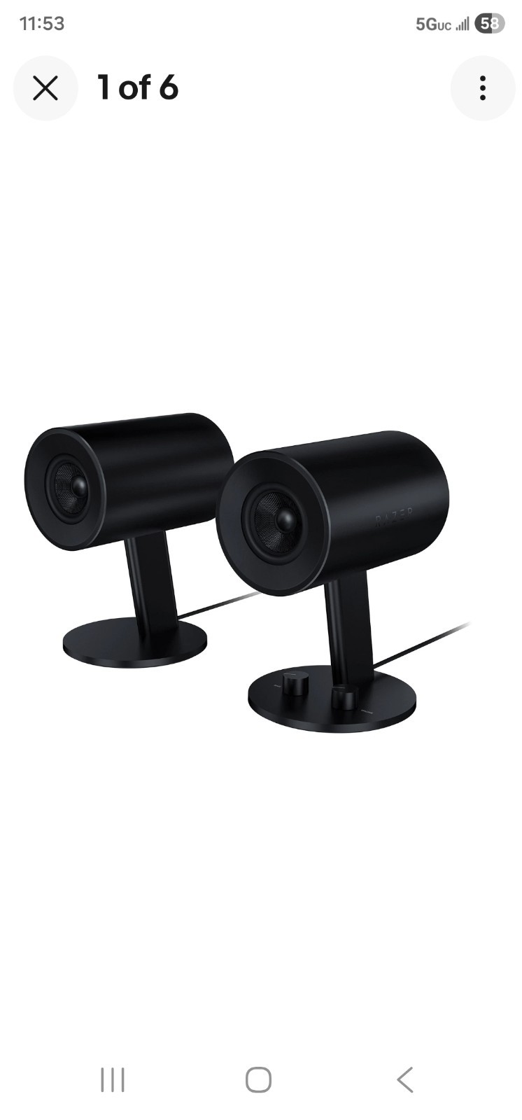 Razer Nommo Chroma Custom Woven Glass Fiber Drivers Gaming Speakers Black