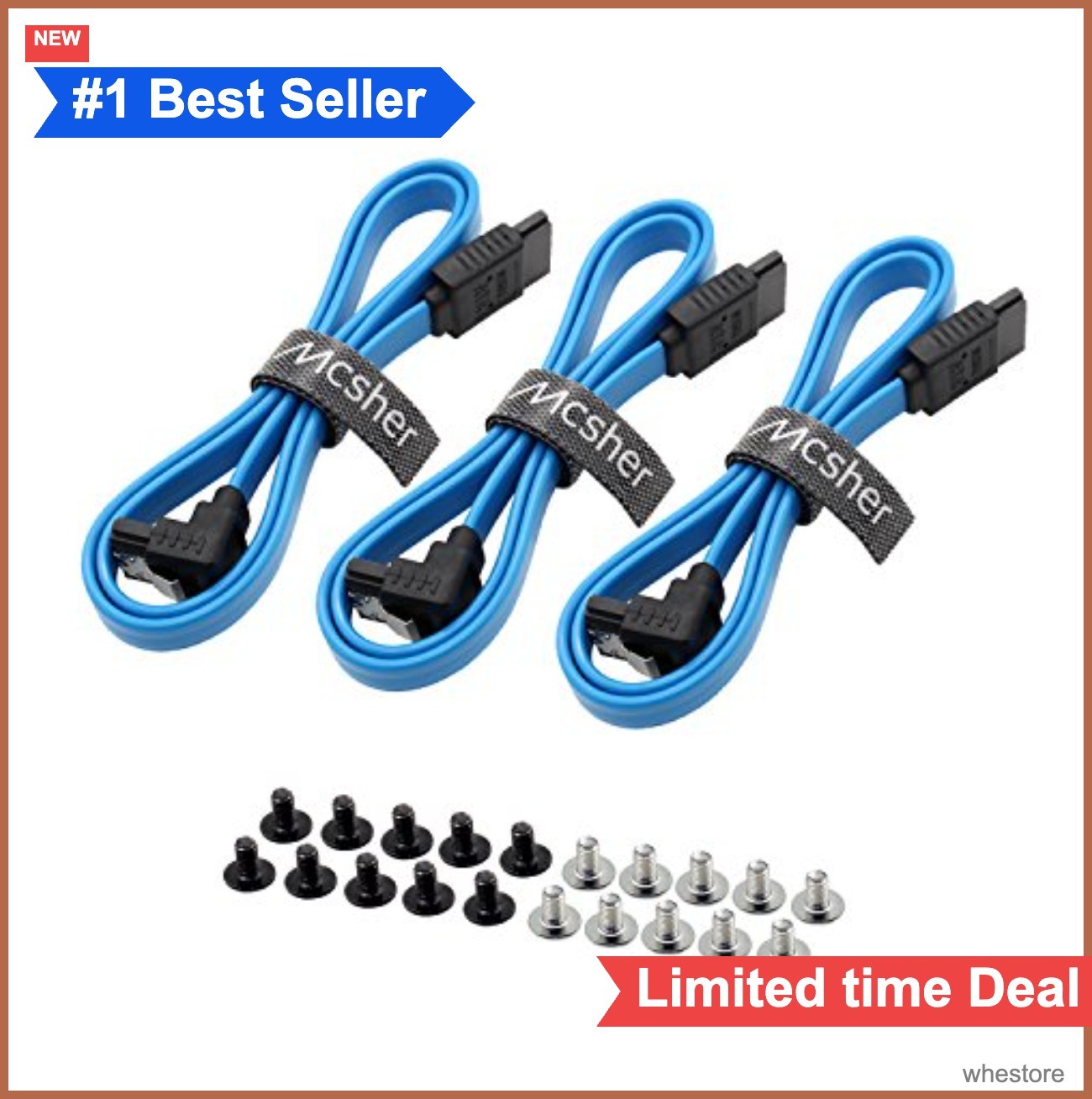 SATA Cable 3 Pack 20 Inch SATA III 6GBps Locking Latch Right Angle Connector
