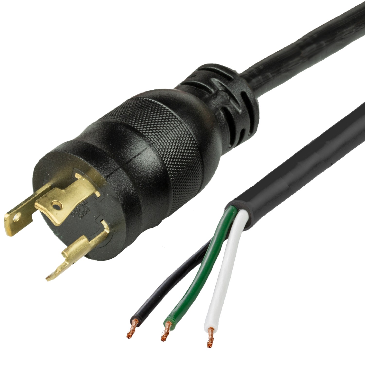 5 Pack of NACC Power Whip NEMA L6-30P to Open Ended 2" ROJ 1/4" Strip 30A 250V 1