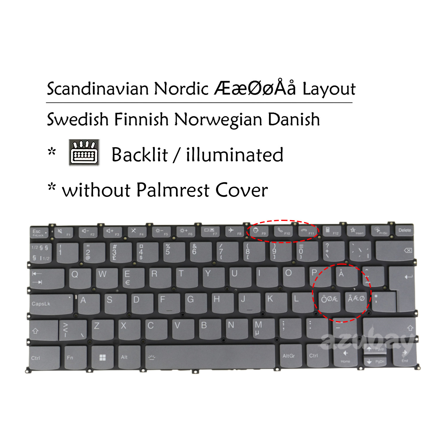 ND Nordic Laptop Keyboard For Lenovo V14 G4 ABP / AMN / IAH / IAN / IRU Backlit