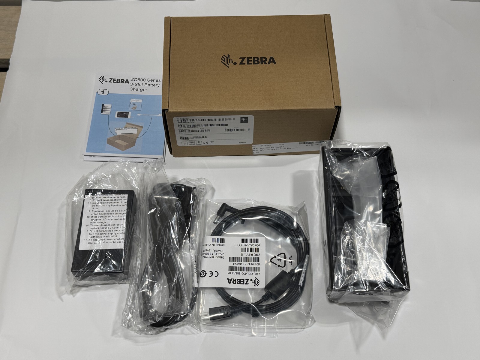 New Zebra 3-Slot Battery Charger for ZQ500 ZQ600 QLn Series SAC-MPP-3BCHGUS1-01