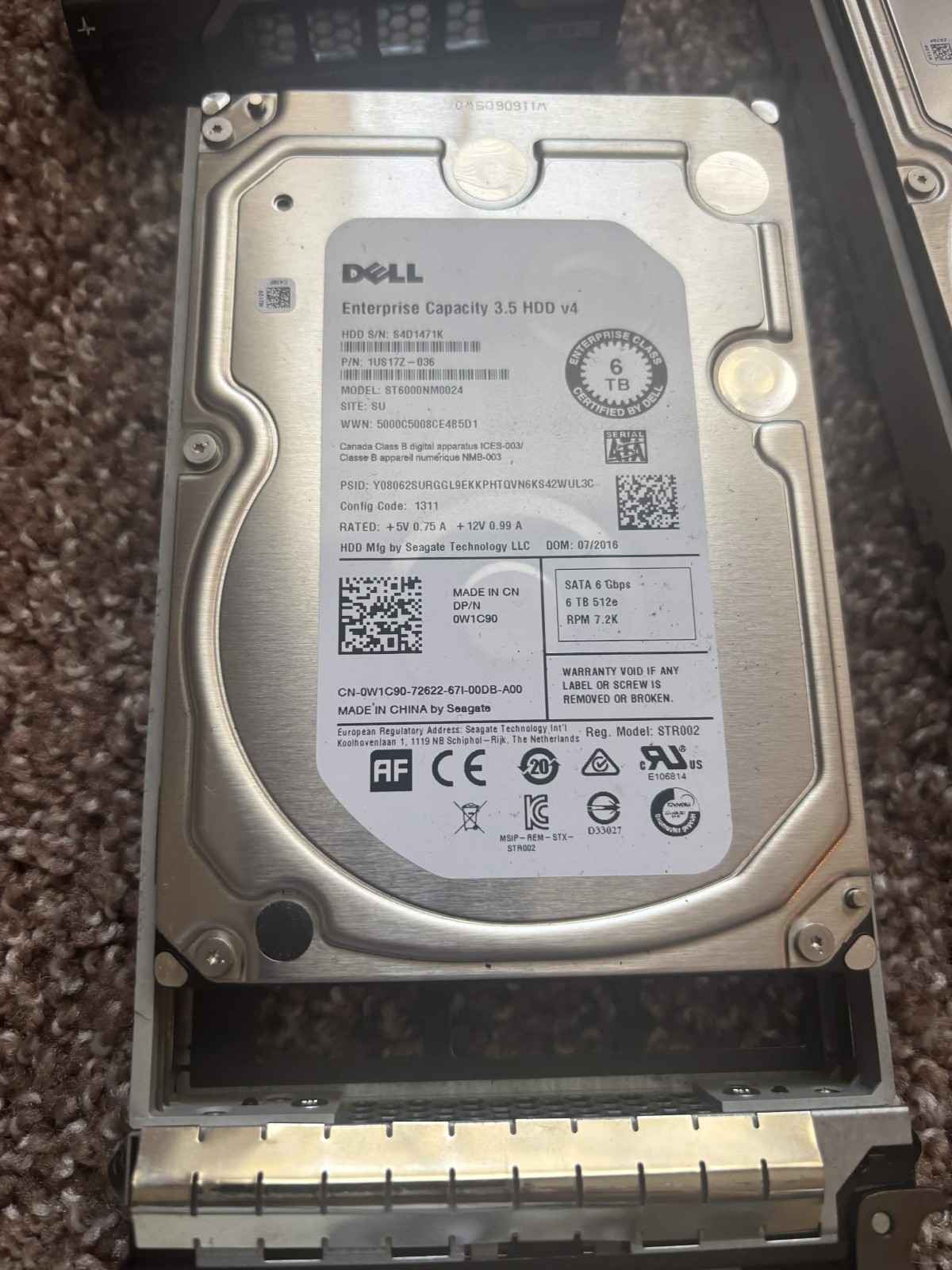Dell 6TB 7.2K RPM SATA 6Gb/s 512e 3.5" Enterprise PowerEdge H