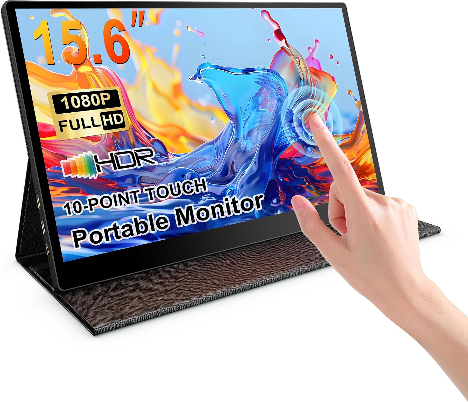 15.6" Portable Monitor for Laptop, FHD 1080P,10-Point Touchscreen
