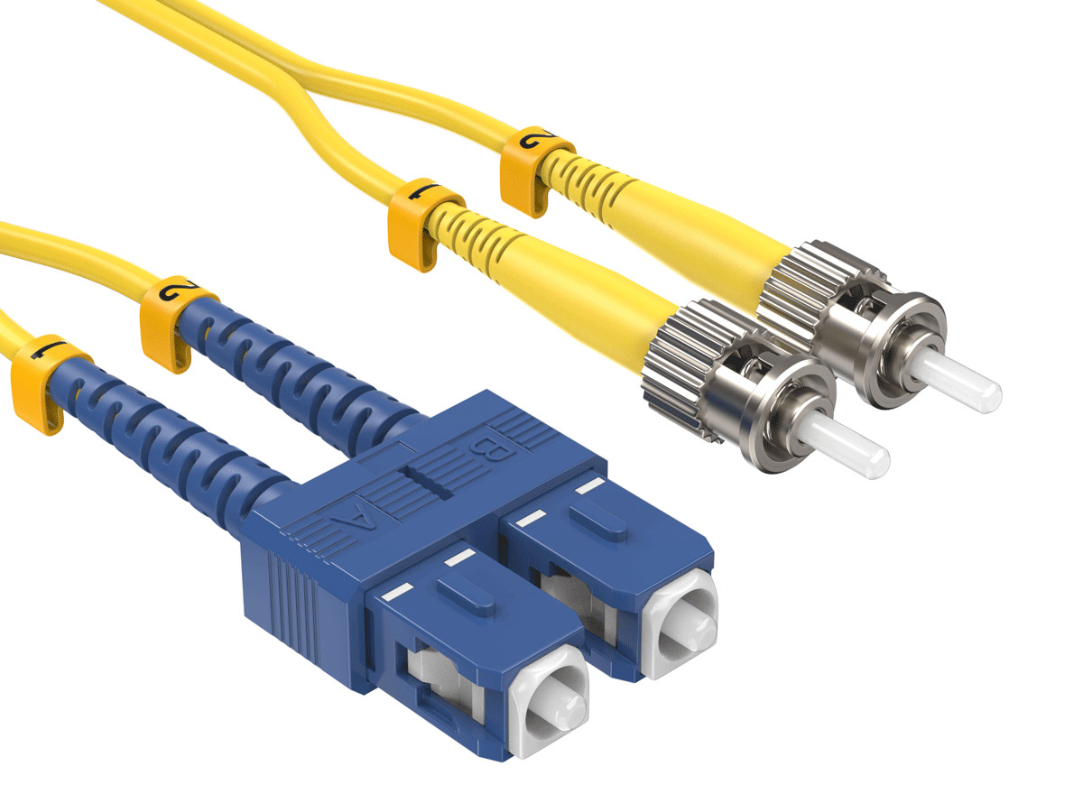 2m OS2 SC to ST UPC Duplex Corning Fiber Optic Cable SingleMode 9/125 OFNR Ra...