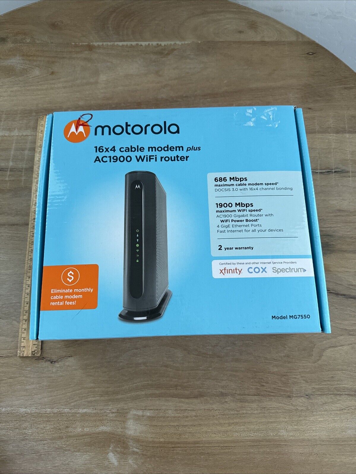 Motorola MG7550 16X4 Cable Modem & AC1900 WiFi Router Combo W/ Power Cord