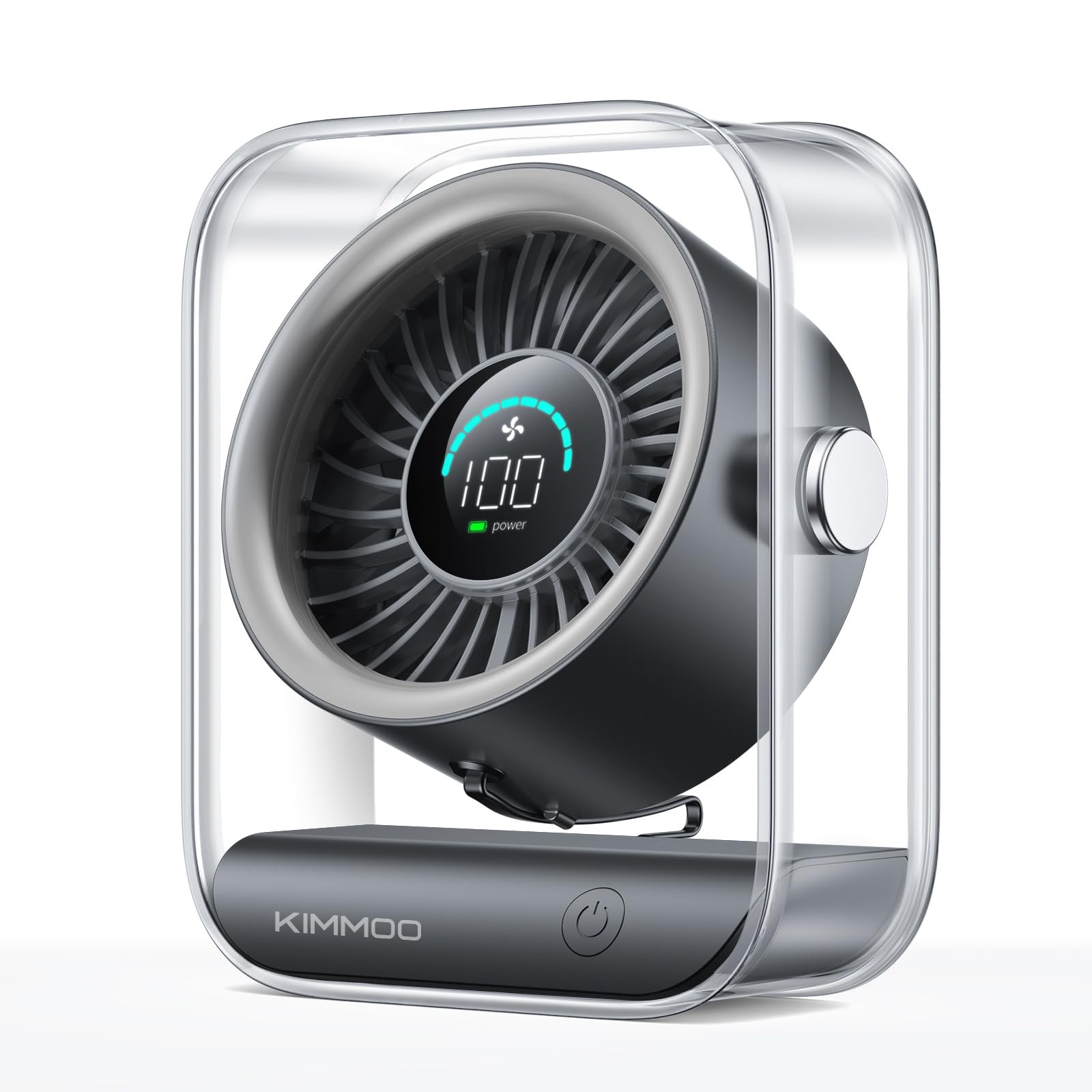 KIMMOO Rechargeable USB Desk Fan, Quiet Table Fan with Turbo Small, Black