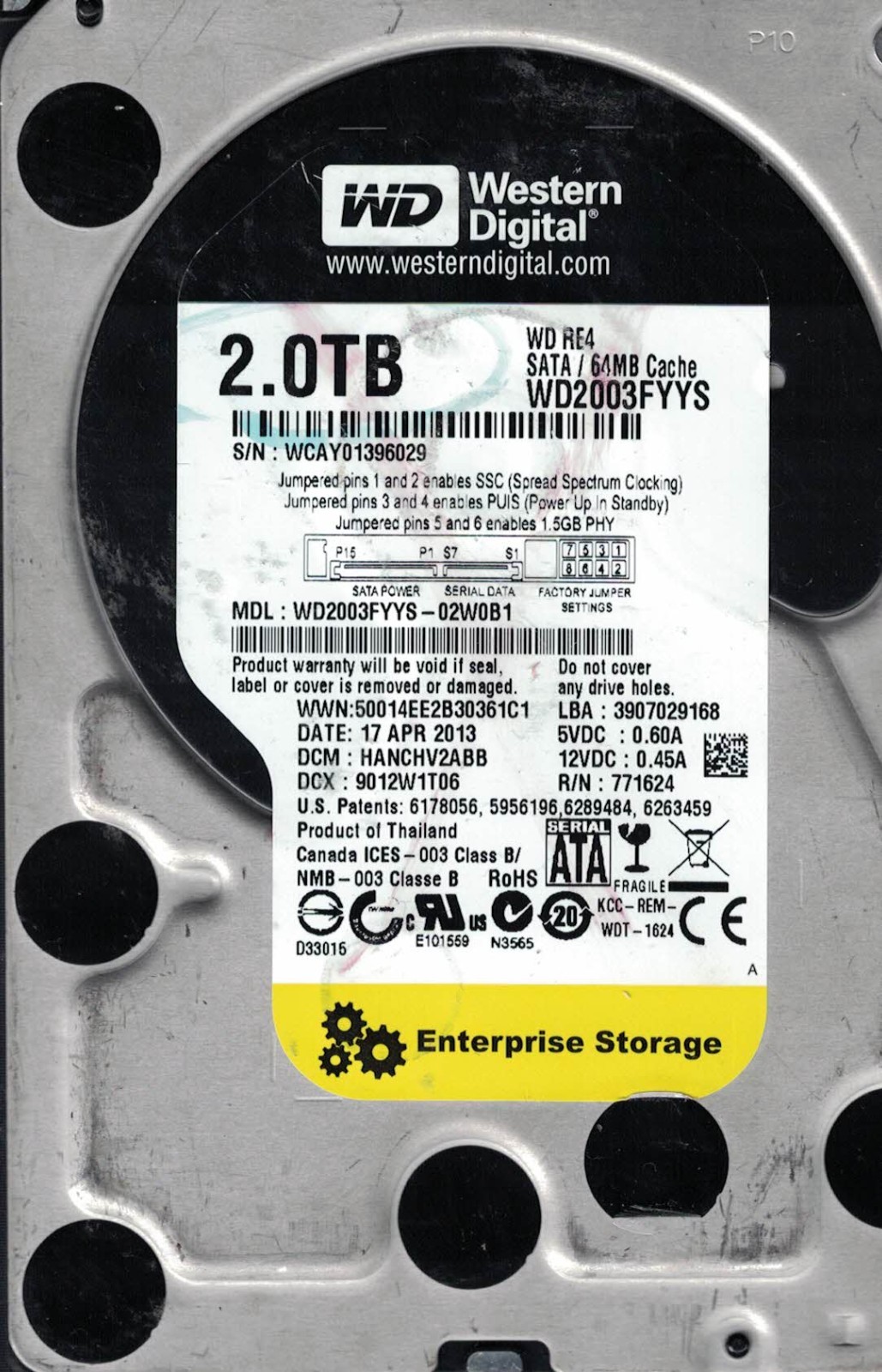 Western Digital WD2003FYYS-02W0B1  17 Apr 2013 DCM HANCHV2ABB