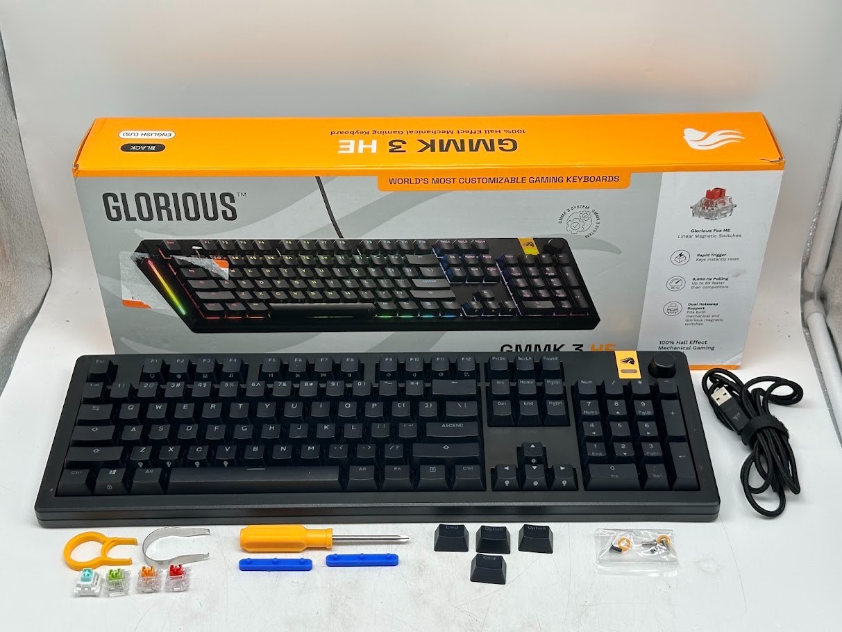 Glorious GMMK 3 HE 100% Prebuilt RGB Wired Mechanical Gaming Keyboard - Black