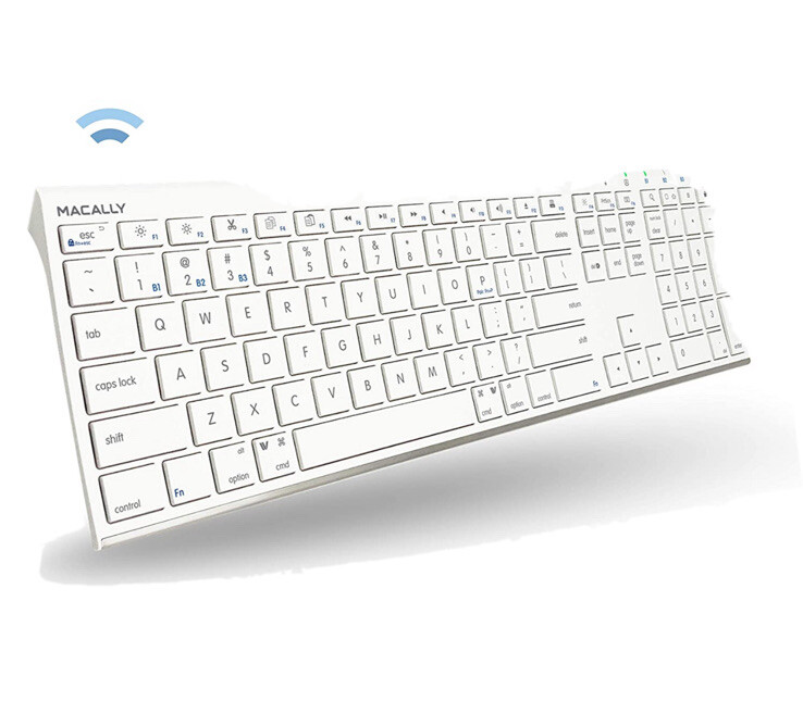 Macally Quick Switch Bluetooth Keyboard for Three Devices - Charger included