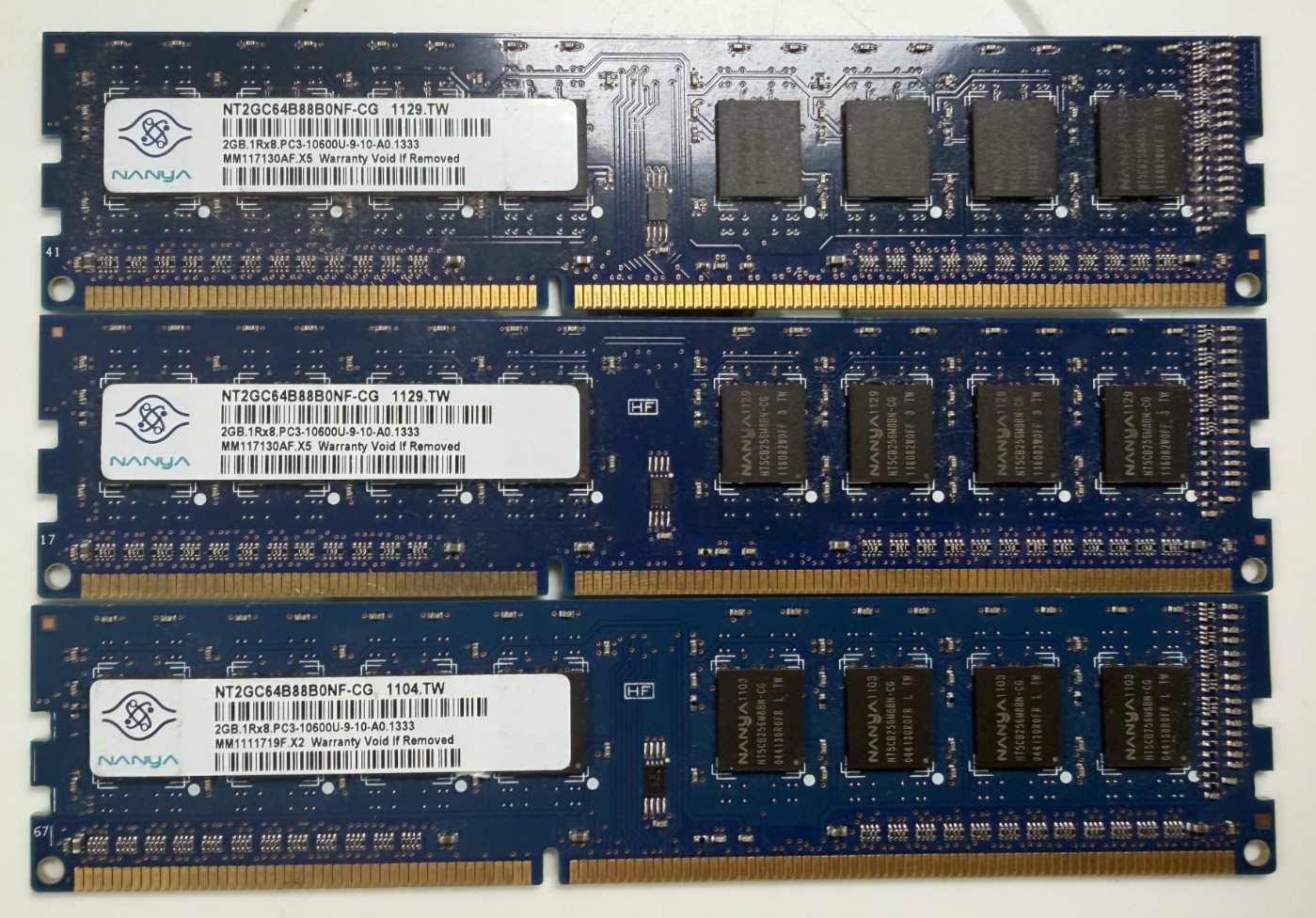 Nanya 6GB 3x2GB DDR3-1333 PC3-10600U RAM Memory 240-Pin DIMM NT2GC64B88B0NF-CG
