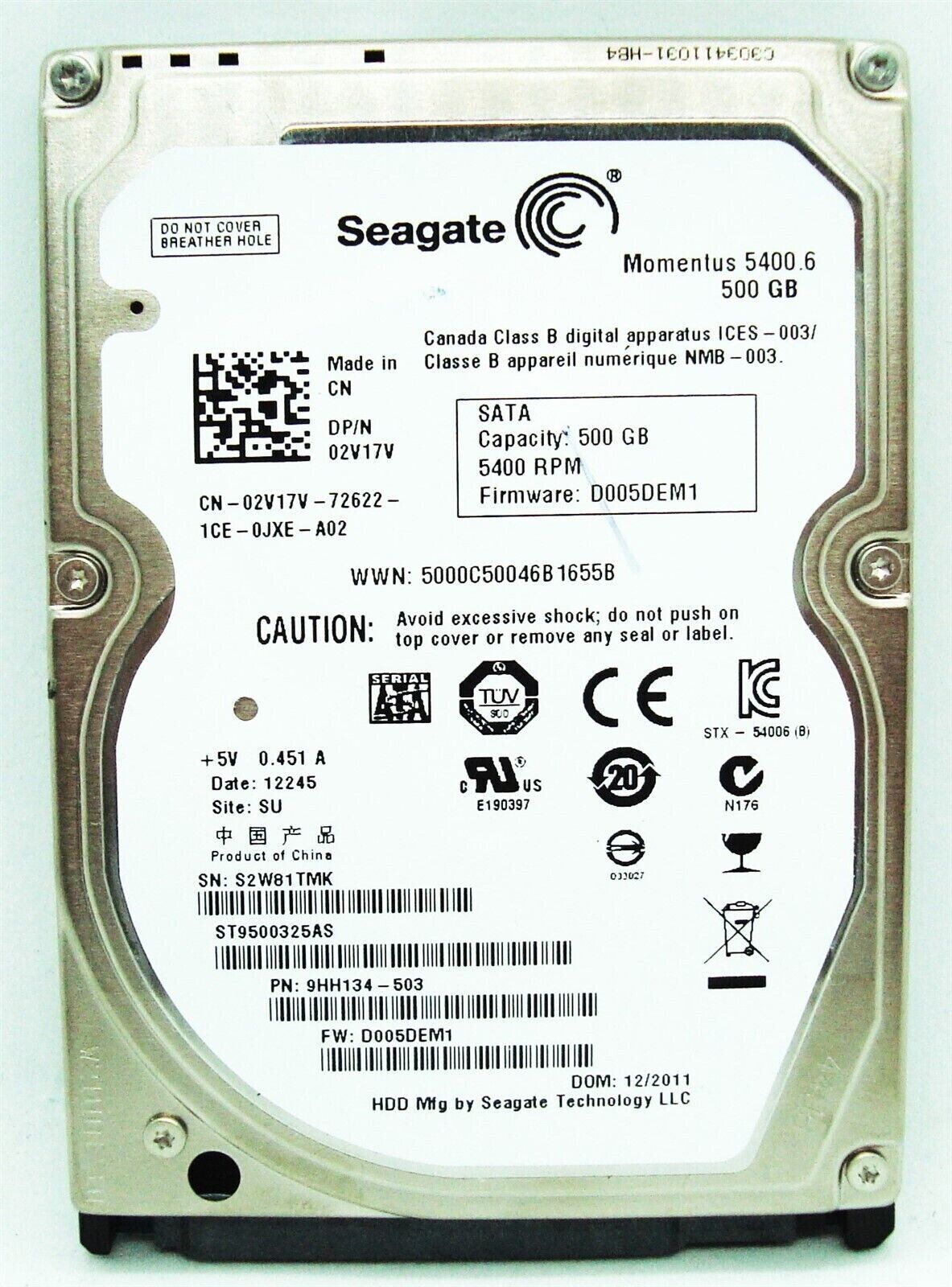 Seagate Momentus 5400.6 500GB Internal 5400RPM 2.5