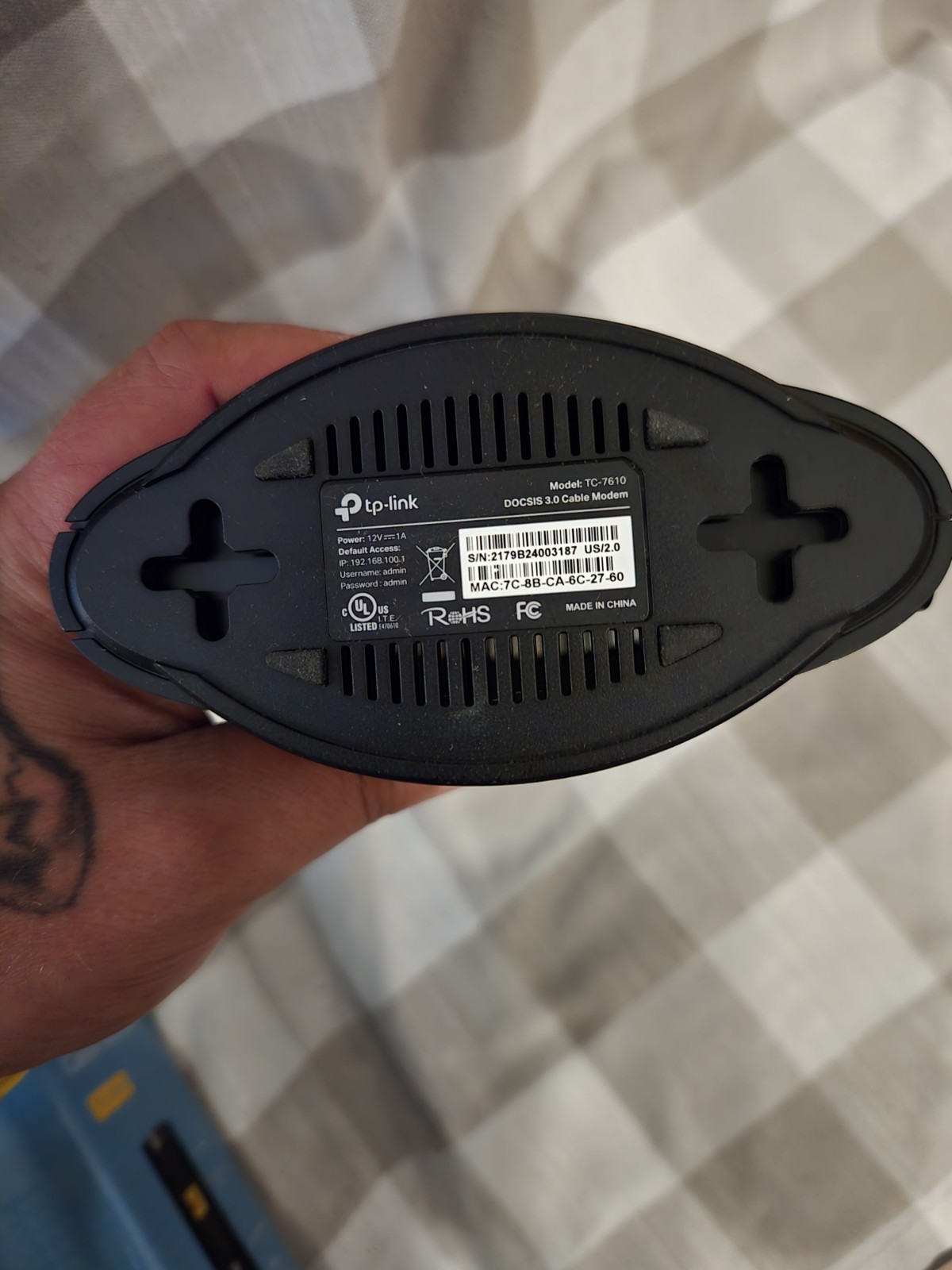 TP-LINK TC-7610 DOCSIS 3.0 Cable Modem 343 Mbps Gigabit Ethernet Black