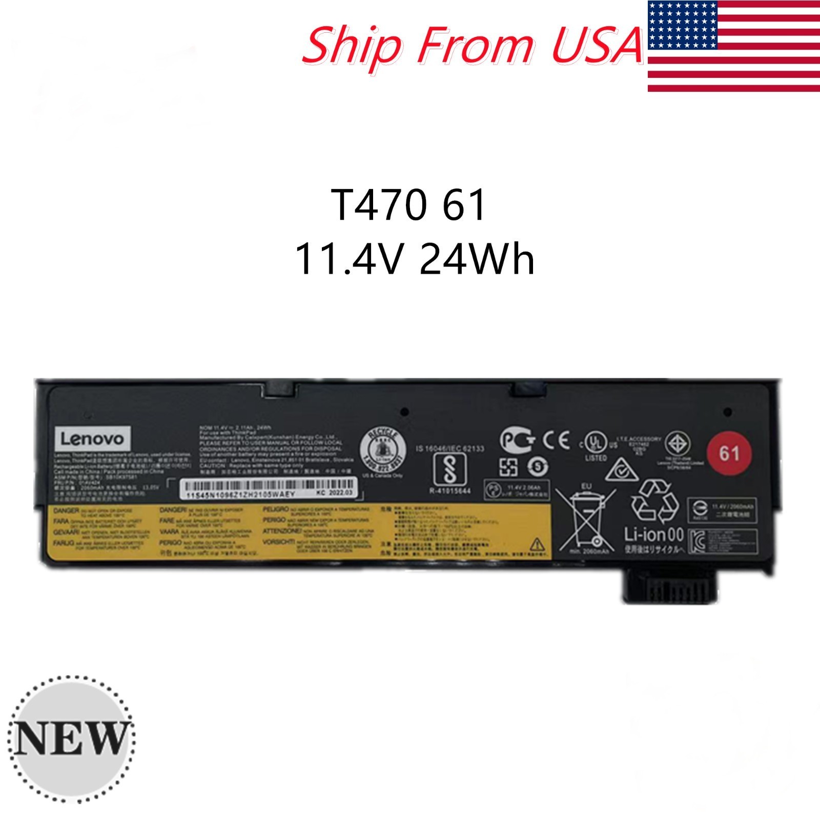 61 NEW OEM 24WH 01AV423 01AV425 Battery For Lenovo ThinkPad T470 T480 T570 T580
