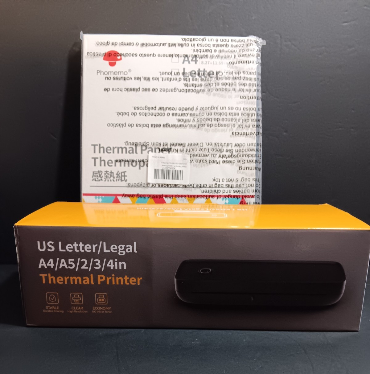 US Letter Legal A4 A5 2 3 4 in Thermal Printer Portable A80 With Pkg of Paper