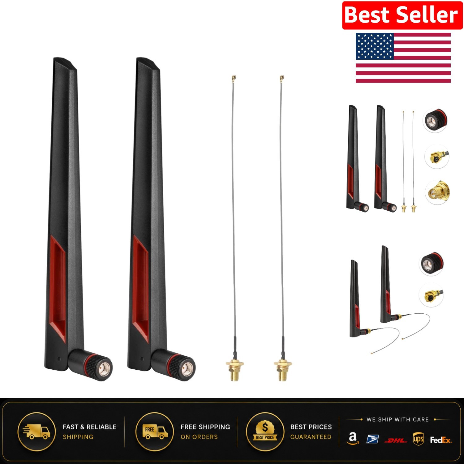 2-Pack Omni-Directional 8dBi Dual Band RP-SMA WiFi Antennas for Xtreme Coverage