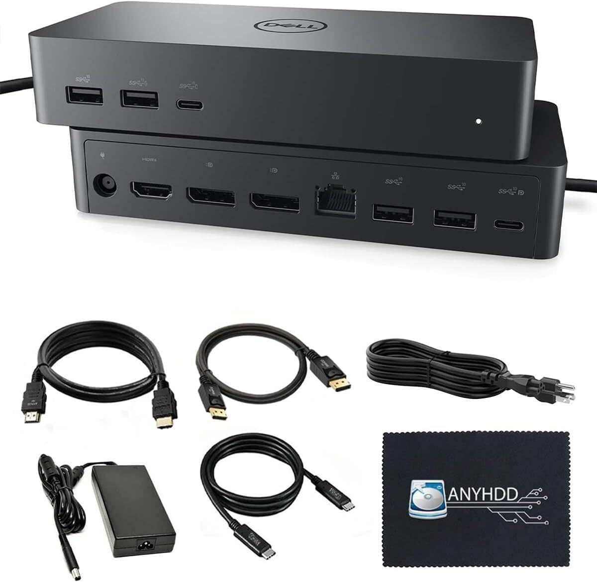 Dell UD22 Universal Dual Monitor Docking Station Bundle 130W Power Adapter Hub