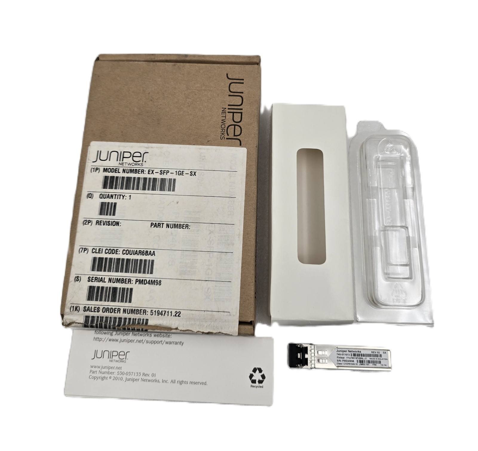JUNIPER NETWORKS EX-SFP-1GE-SX   GIGABIT ETHERNET SFP TRANSCIEVER MODULE