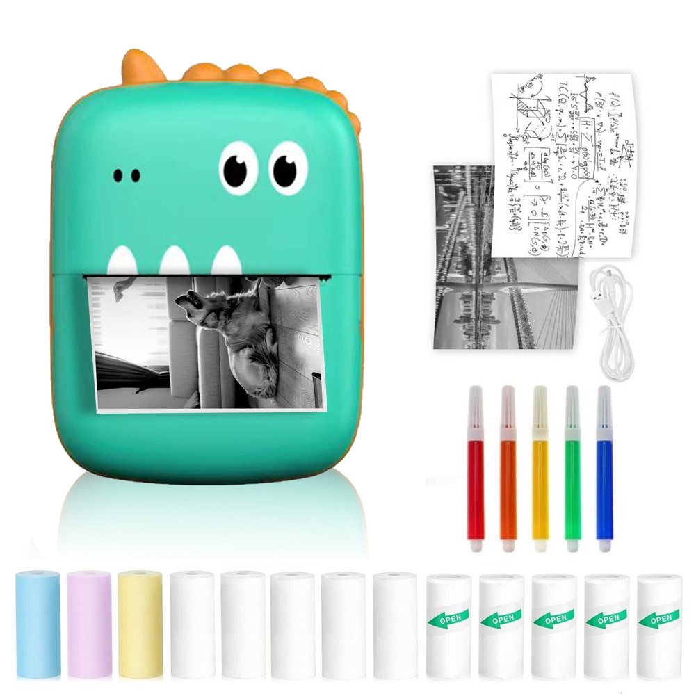 Portable Mini Thermal Printer Bluetooth Pocket Phone Printer + Paper Labels Roll