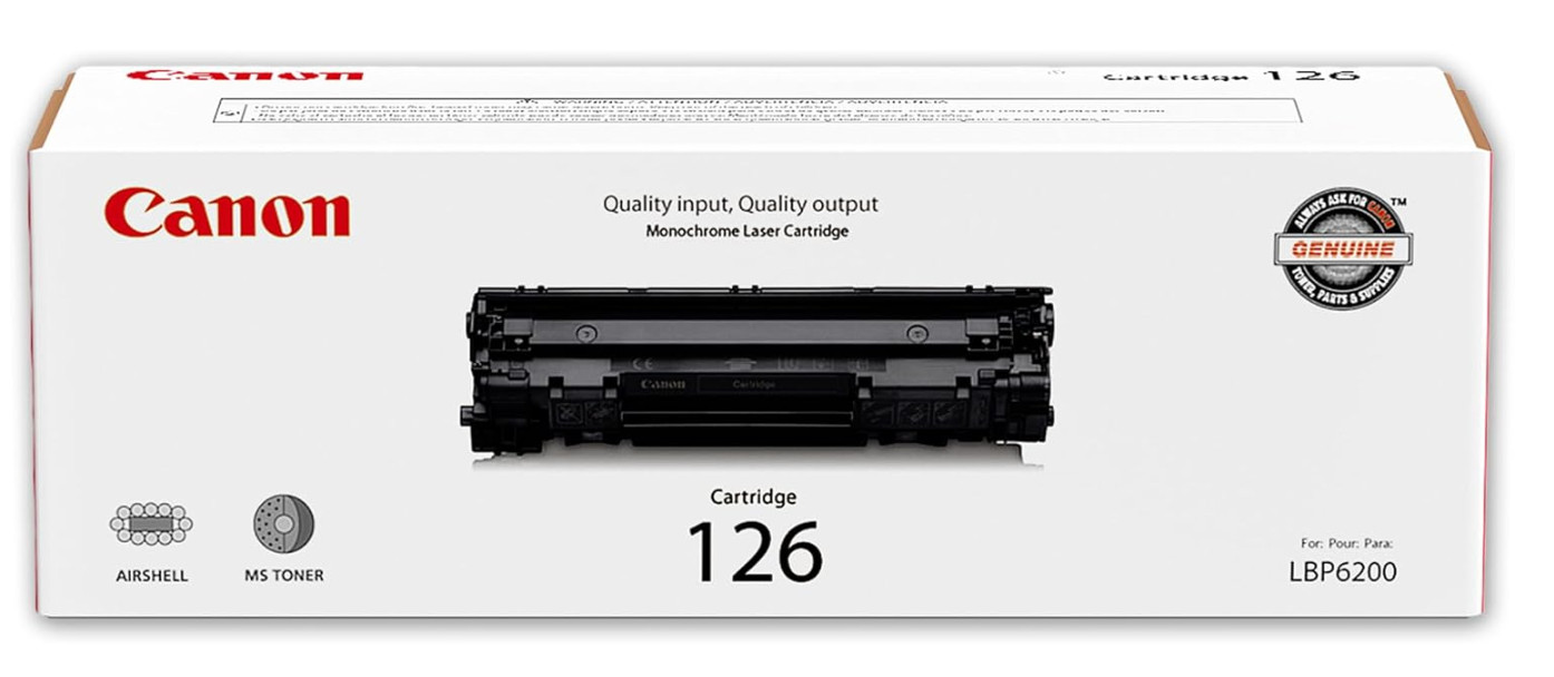 Canon Genuine 126 Black Toner Cartridge Compatible W/ LBP6200d, LBP6230dw Series