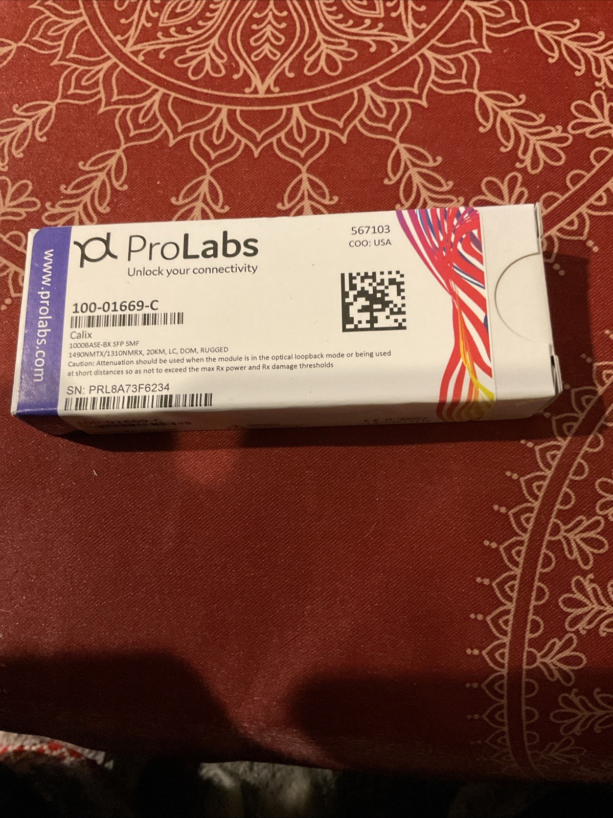 ProLabs 100-01669-C Calix 1000BASE-BX SFP SMF Transceiver 567103