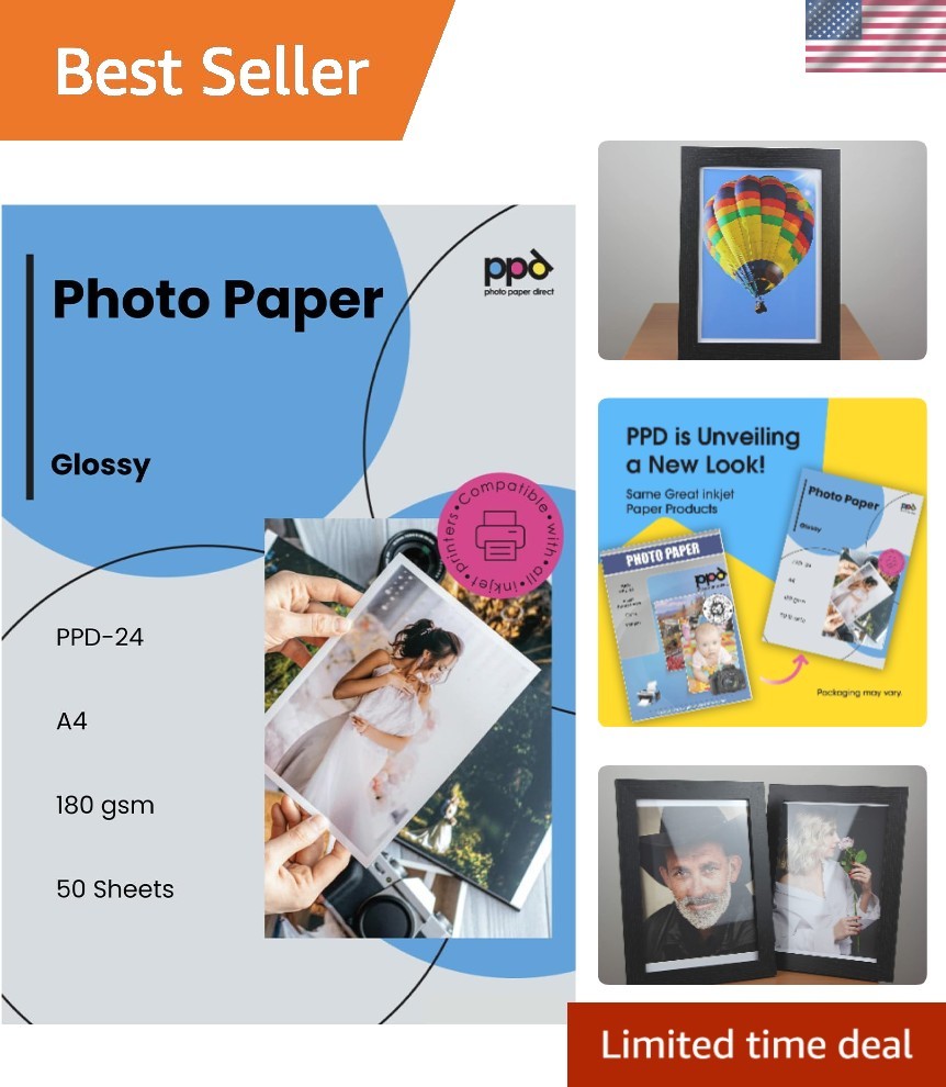 Versatile 50 Sheet Glossy Photo Paper 8.5 x 11 for Inkjet - Durable & Recyclable