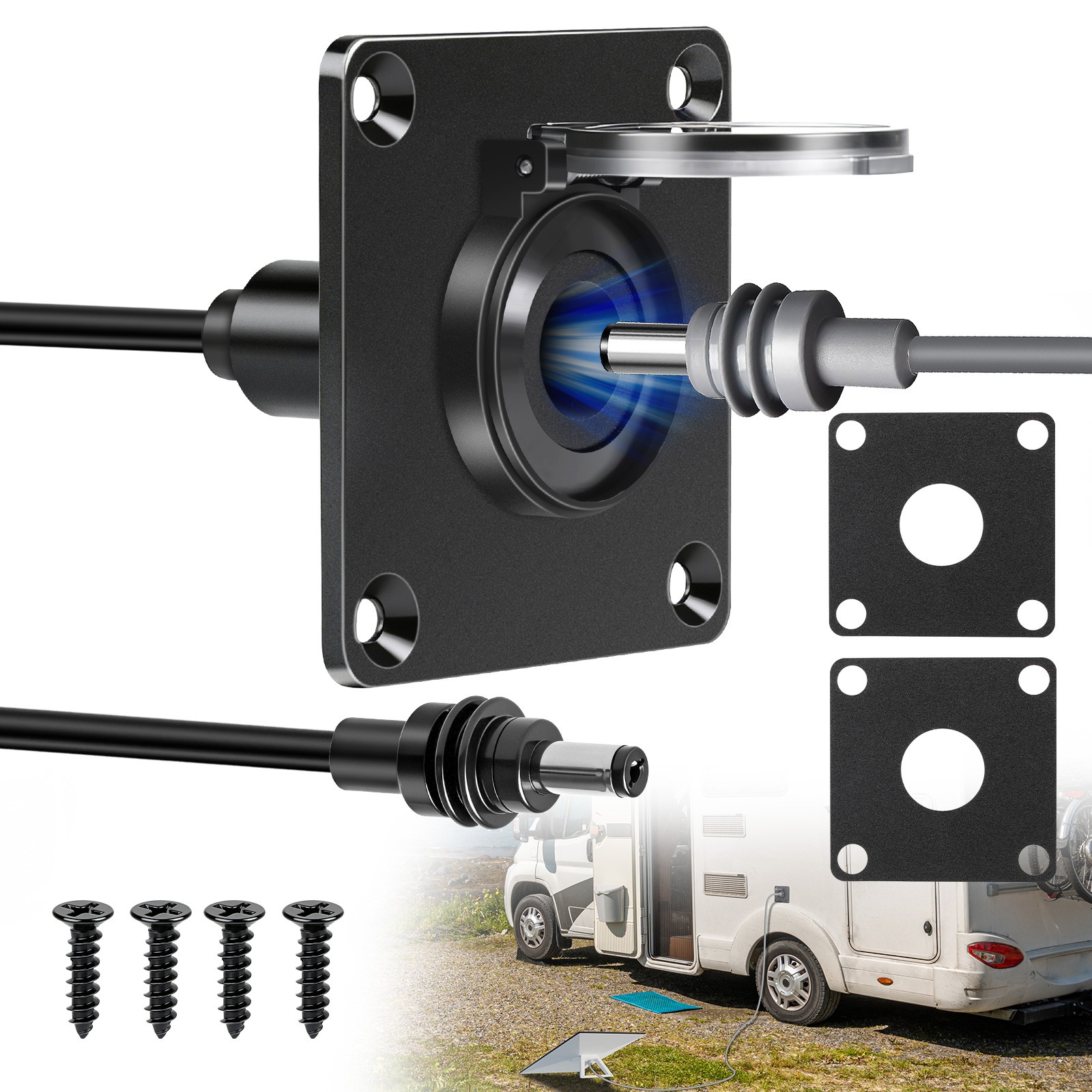 Waterproof RV Wall Pass Through Socket Kit Bulkhead Connector For Starlink Mini