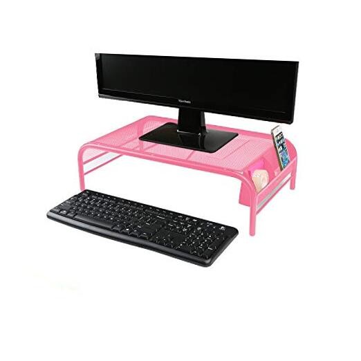  Monitor Stand, Ventilated Laptop Riser, Desktop Organizer, Side Storage, 