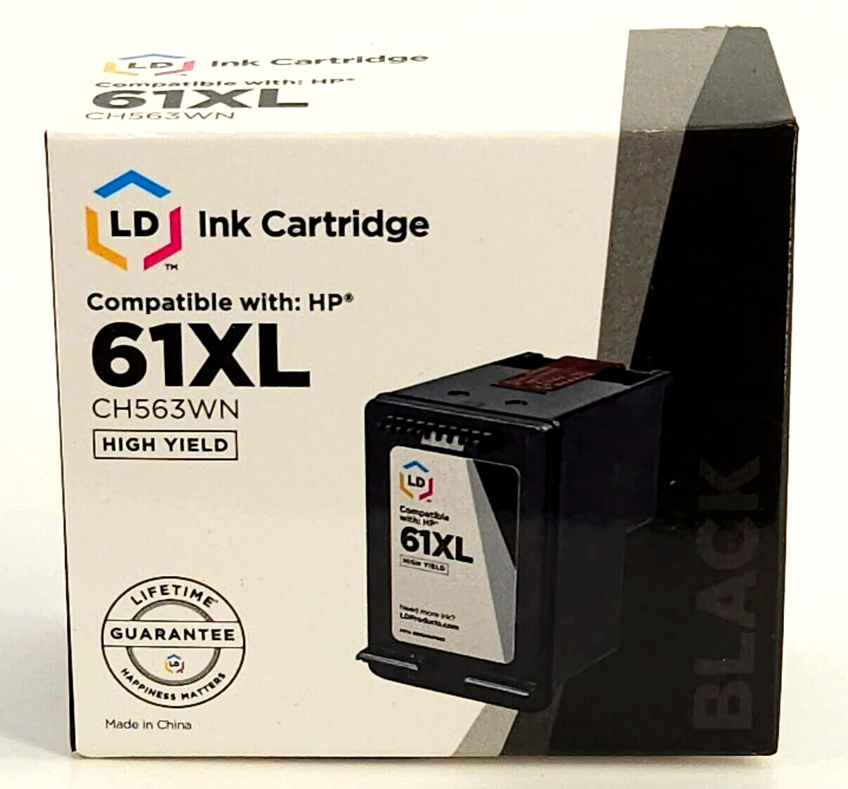 LD Ink Cartridge Desk Jet New Compatible with HP 61XL High Yield Black CH563WN