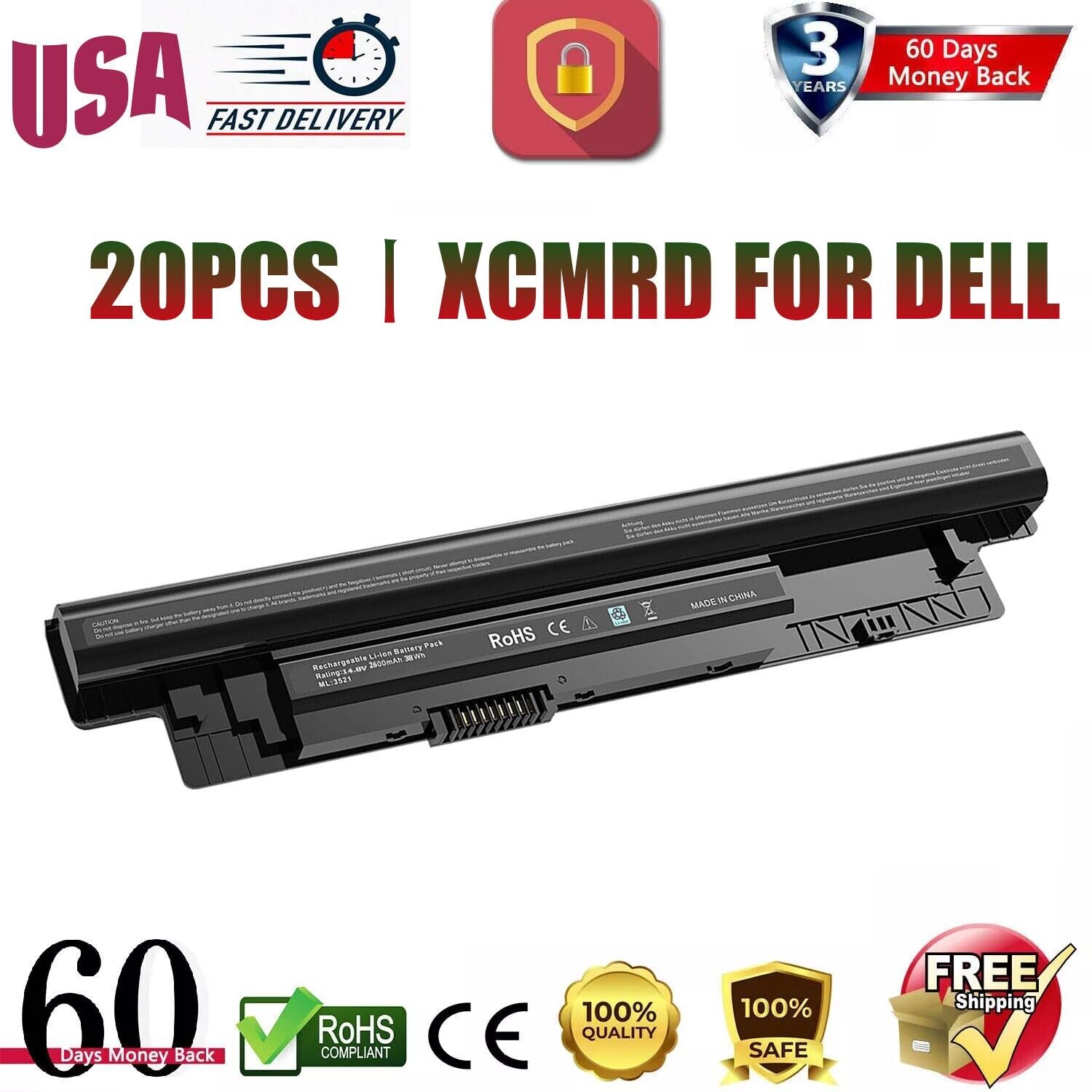 20PCS MR90Y XCMRD Battery for Dell Inspiron 17R 5737 5721 17 5748 3721 15R 5537