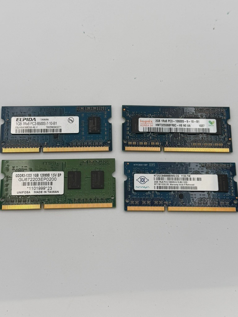Lot of 4 DDR3 Laptop RAM SO-DIMM Memory Modules 6GB Total 1GB/2GB PC3