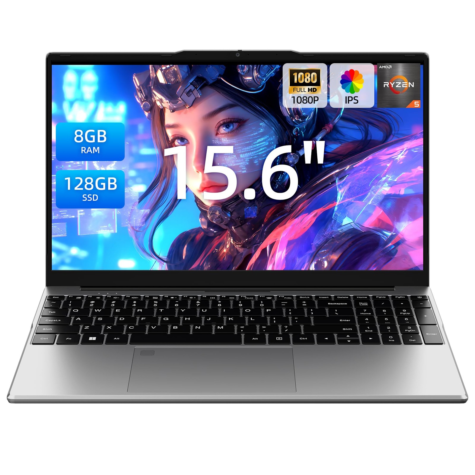 Aurant 15.6 Inch Laptops, AMD Ryzen R5, 8GB RAM, 128GB SSD, Win11 Home