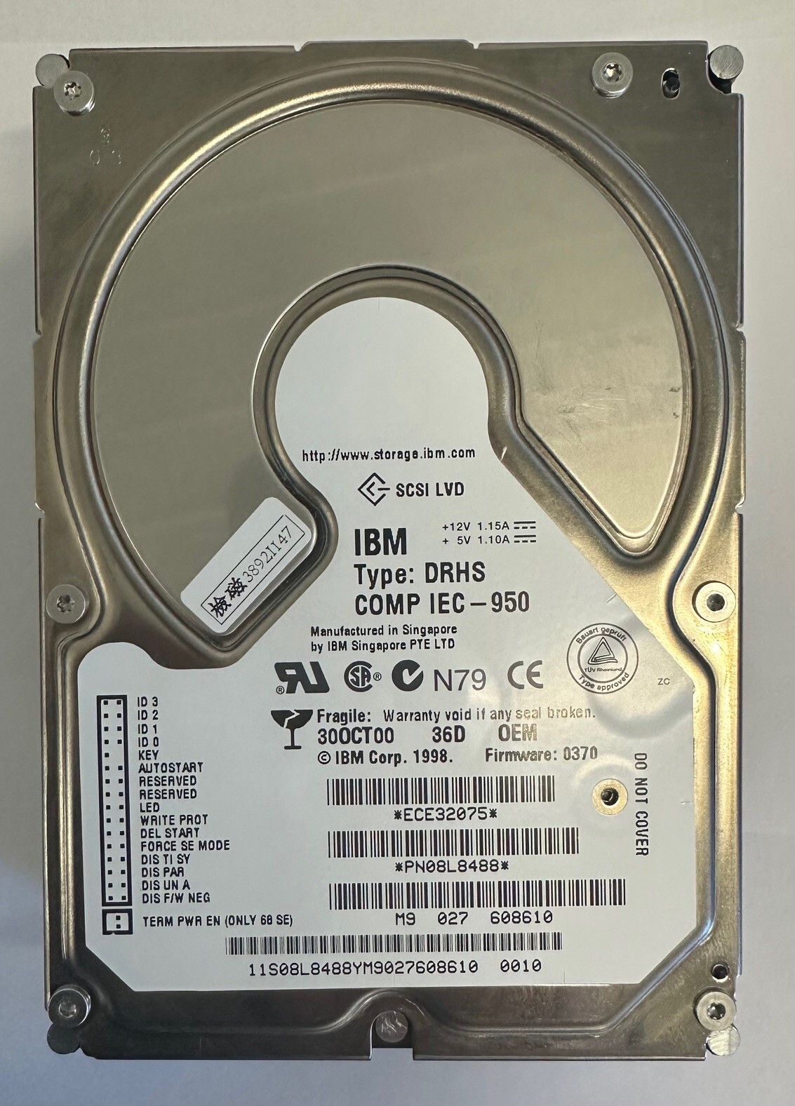 08L8488 - IBM 36GB 7200 RPM SCSI 3.5" HDD U160 80 pin