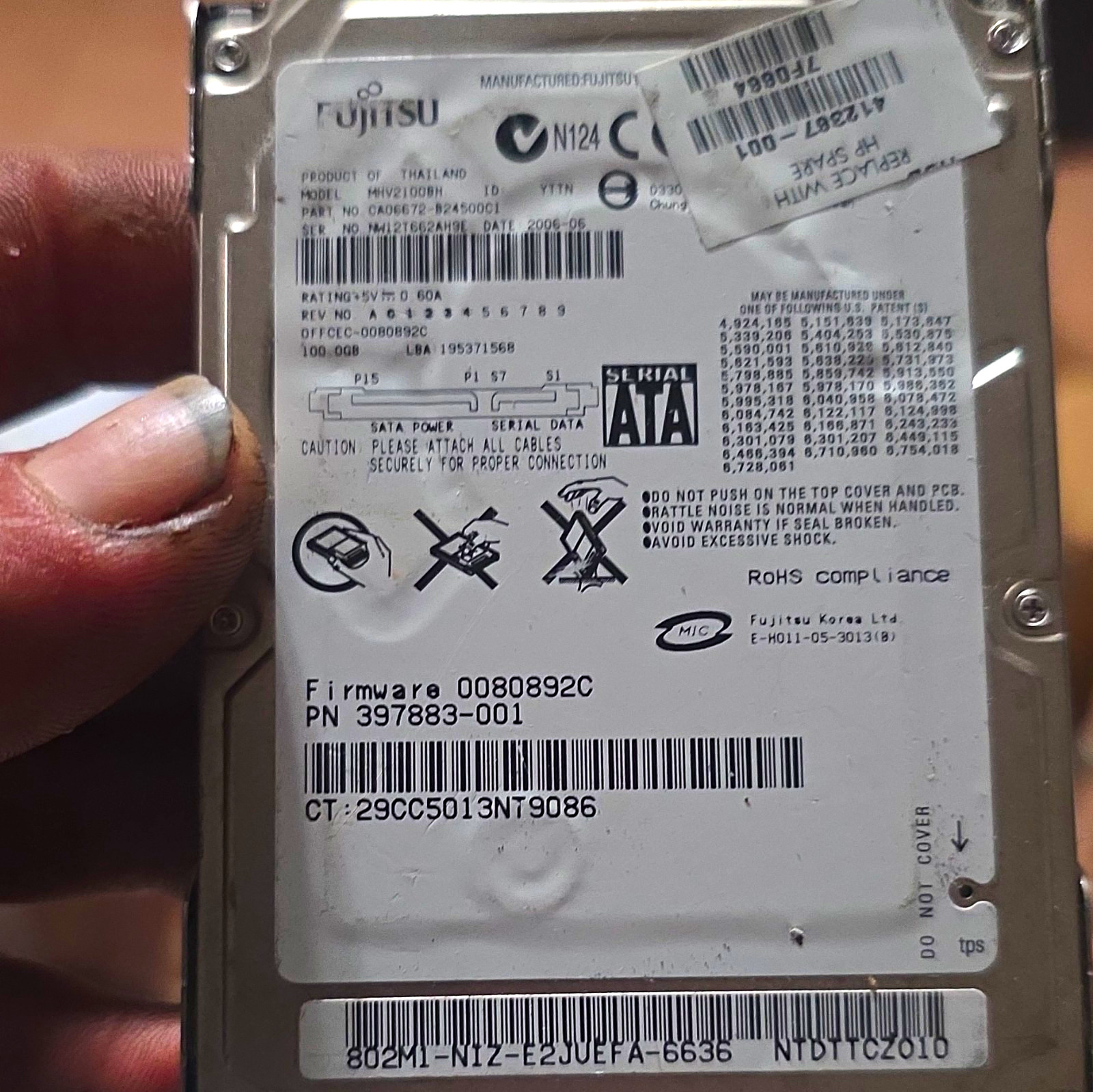 Fujitsu MHV2100BH 100GB 2.5" SATA I 5400RPM 8MB Internal Laptop HDD