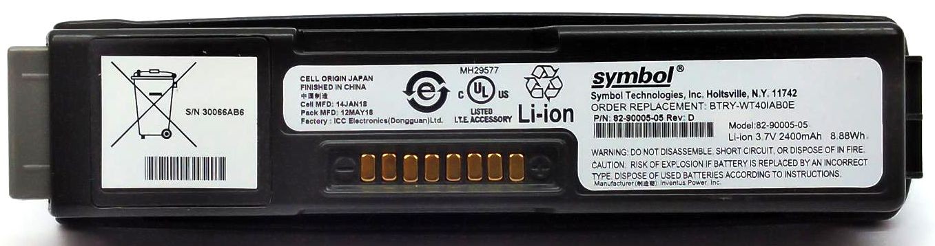 Symbol WT4000 Battery Wearable Scanner Li-Ion 3.7V 2400mAh 8.88Wh 82-90005-05